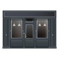 Shop-front entrance wall in realistic style. Door and Windows. Outdoor Building elements