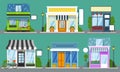 Shop Front Set. Isolated Outdoor Store Facades