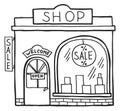 Shop front. Street store building exterior sketch