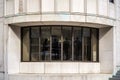 Shop front window display with four silhouettes