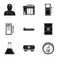 Shop gasoline icons set, simple style