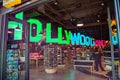 shop at Hollywood Boulevard with big letters Hollywood in shop and many different souvenirs