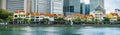 Shop houses along Boat Quay, Singapore River, are a part of Singapore\'s colonial history. Royalty Free Stock Photo