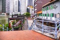 Shop houses along Boat Quay, Singapore River, are a part of Singapore\'s colonial history. Royalty Free Stock Photo