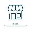 Shop icon. Linear vector illustration. Outline shop icon vector. Thin line symbol for use on web and mobile apps, logo, print Royalty Free Stock Photo