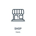 shop icon vector from travel collection. Thin line shop outline icon vector illustration. Linear symbol for use on web and mobile