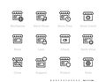 Shop icons. Online Shop Sale, Favourite. Worldwide Shopping icon. Editable Line Vector set with music, time, lock, vires