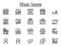 Shop icons set in thin line style Royalty Free Stock Photo