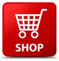 Shop red square button Royalty Free Stock Photo