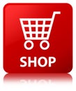 Shop red square button Royalty Free Stock Photo