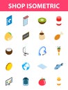 20 Shop isometric icon set. Royalty Free Stock Photo