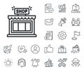 Shop line icon. Store symbol. Salaryman, gender equality and alert bell. Vector
