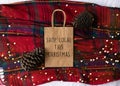 Shop Local This Christmas text on a plain brown paper bag flat la Royalty Free Stock Photo