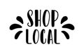 SHOP LOCAL hand drawn text and doodles badges, logo, icons.