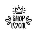 SHOP LOCAL hand drawn text and doodles badges, logo, icons.