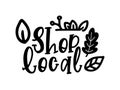 SHOP LOCAL hand drawn text and doodles badges, logo, icons.