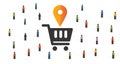 shop local shopping cart with mark location pointer pin symbol icon of locally business store