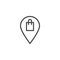 Shop location pin outline icon