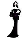 Shop logo fashion woman, black silhouette diva. Company logo design, Beautiful cover girl retro , Royalty Free Stock Photo