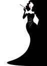 Shop logo fashion woman, black silhouette diva. Company logo design, Beautiful cover girl retro ,