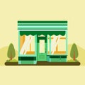 Shop, market store, coffee shop, bakery, barbershop or cafe flat design .Cute flat design store building vector illustration.