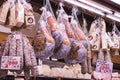 Shop of meat and cheese delicacies from traditional Italian products il Macellaio Fattoria Del Casaro in Milan Italy.