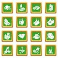 Shop navigation foods icons set green square vector Royalty Free Stock Photo