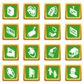 Shop navigation foods icons set green square vector Royalty Free Stock Photo