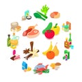 Shop navigation foods icons set, isometric style Royalty Free Stock Photo