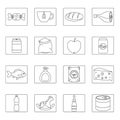 Shop navigation foods icons set, outline style