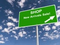 Shop new arrivals sale traffic sign Royalty Free Stock Photo