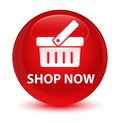 Shop now glassy red round button Royalty Free Stock Photo