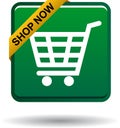 Shop now icon green square button Royalty Free Stock Photo
