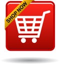 Shop now icon red square button Royalty Free Stock Photo