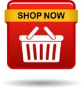 Shop now icon red square button Royalty Free Stock Photo