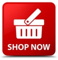 Shop now red square button Royalty Free Stock Photo