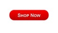 Shop now web interface button red color, online shopping service, advertisement