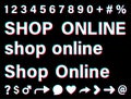 Shop online white sign on black background Royalty Free Stock Photo