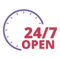 Shop opening hours icon cartoon vector. Sign open