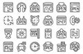 Shop opening hours icons set outline vector. Store time