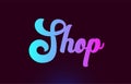 Shop pink word text logo icon design for typography