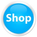 Shop premium cyan blue round button Royalty Free Stock Photo