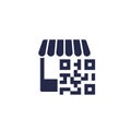 Shop with QR code icon on white Royalty Free Stock Photo