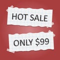 Shop sale elements on lacerated paper Royalty Free Stock Photo