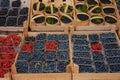 shop selling berries and fruits in the center city.