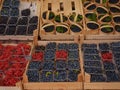 shop selling berries and fruits in the center city.