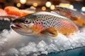 Shop showcase Icy presentation of frozen trout fish