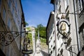 Shop sign Salamander in the Getreidegasse in Salzburg Royalty Free Stock Photo