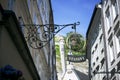 Shop sign Stassny in the Getreidegasse in Salzburg Royalty Free Stock Photo