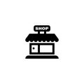 Shop store frontal building icon and simple flat symbol for web site, mobile, logo, app, UI